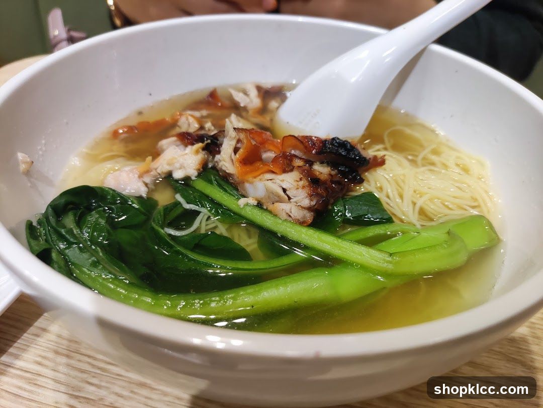 Noodle Soup with Roasted Meat and Greens