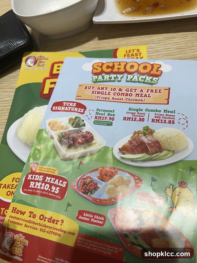 School Party Packs Menu