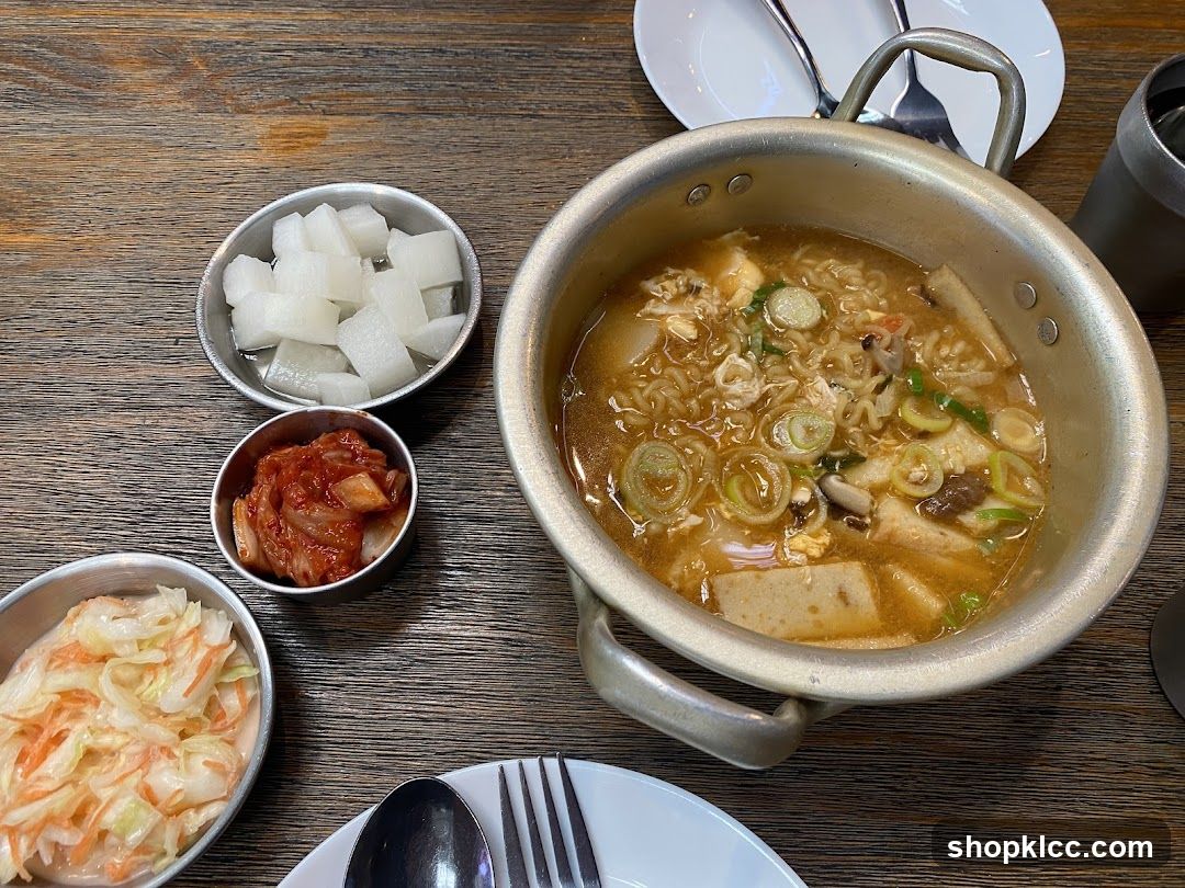 Korean Noodle Soup with Side Dishes