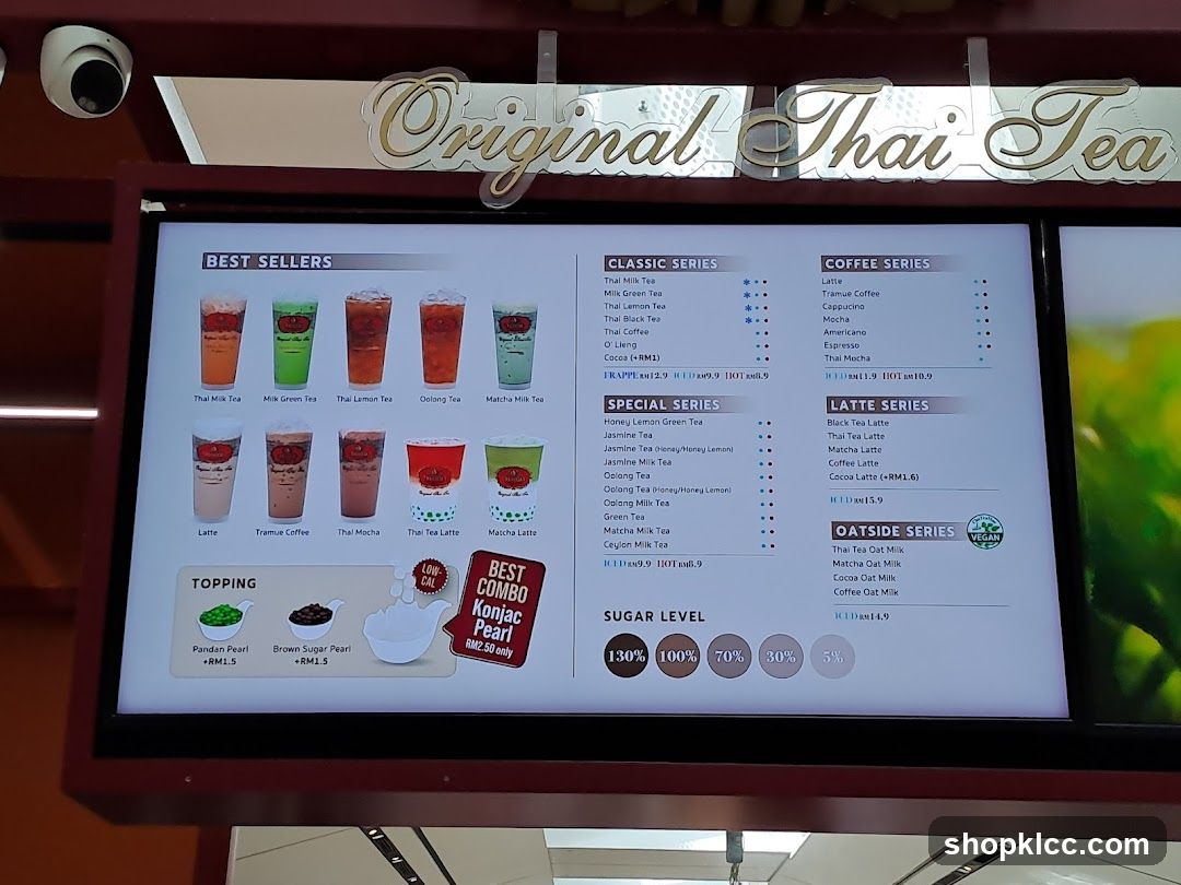 Original Thai Tea Menu
