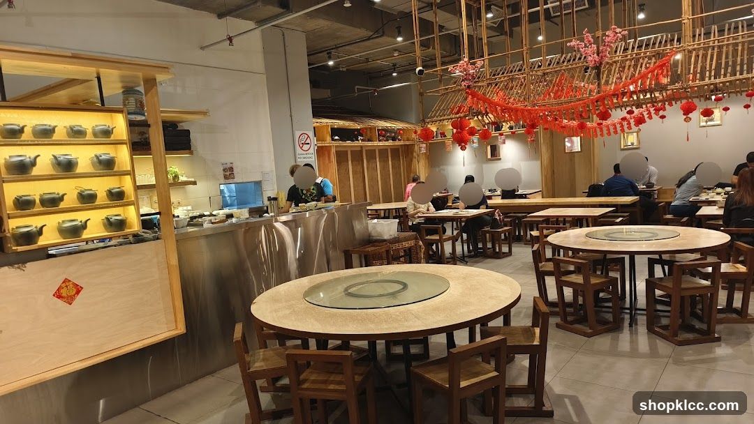 Restaurant Interior with Teapots Display