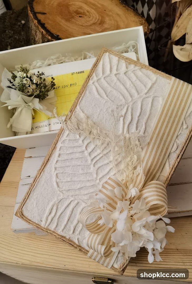 Gift Box with Dried Flowers and Ribbon