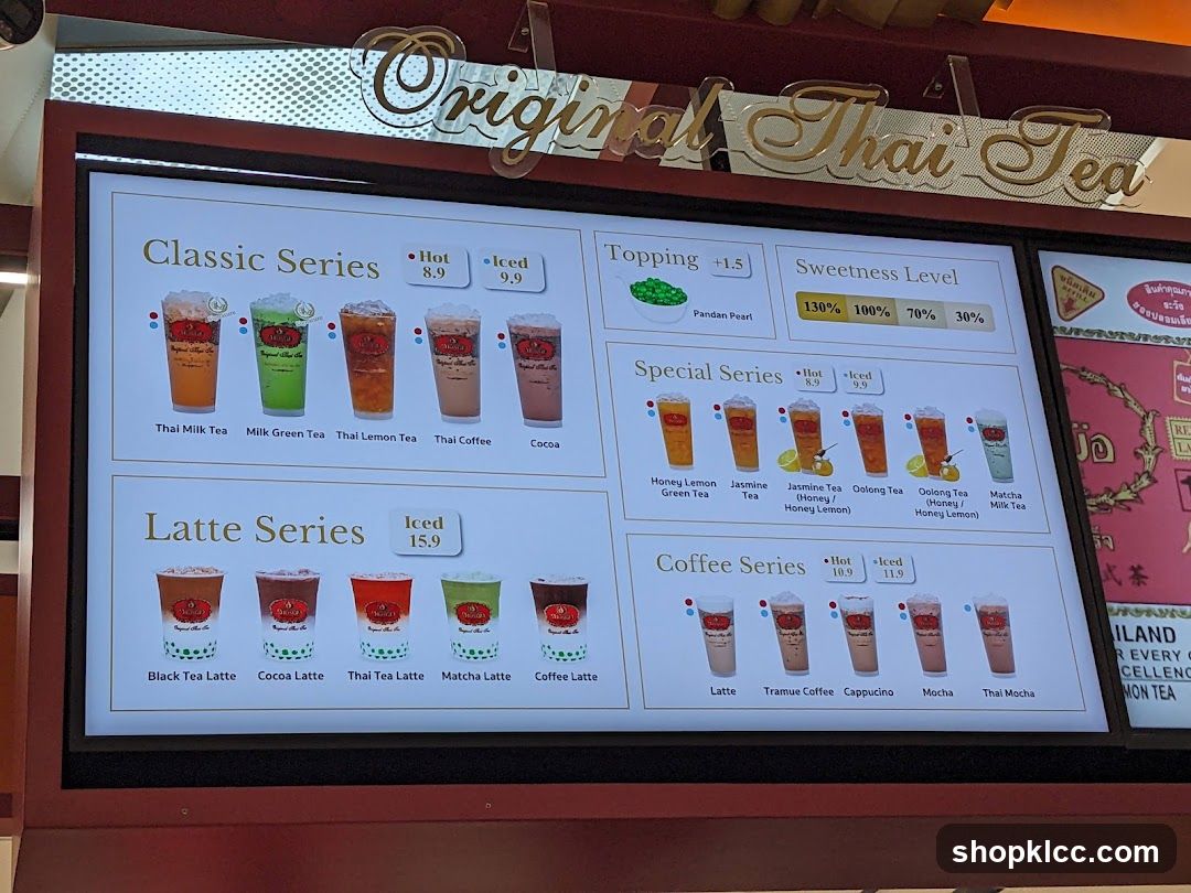 Original Thai Tea Menu
