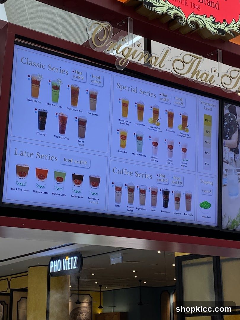Original Thai Tea Menu