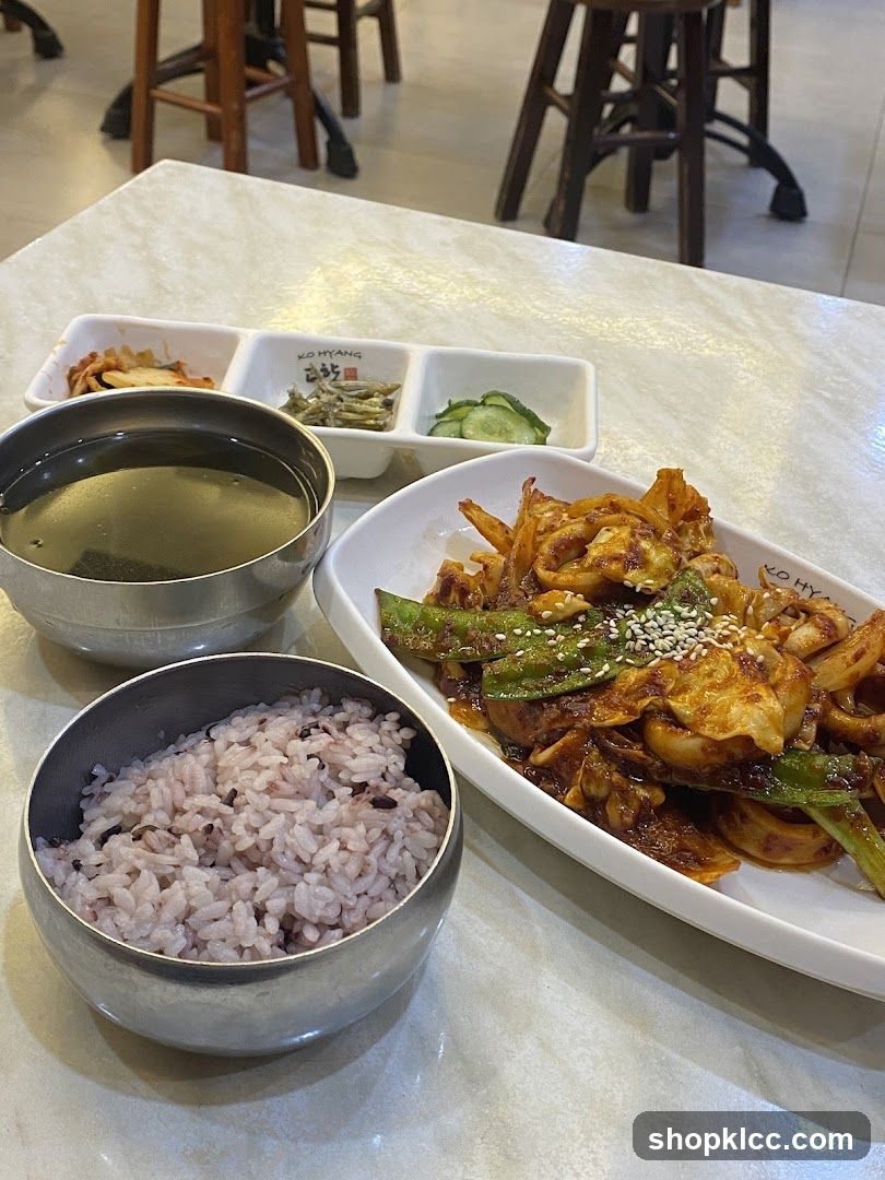 Korean Meal with Rice and Side Dishes