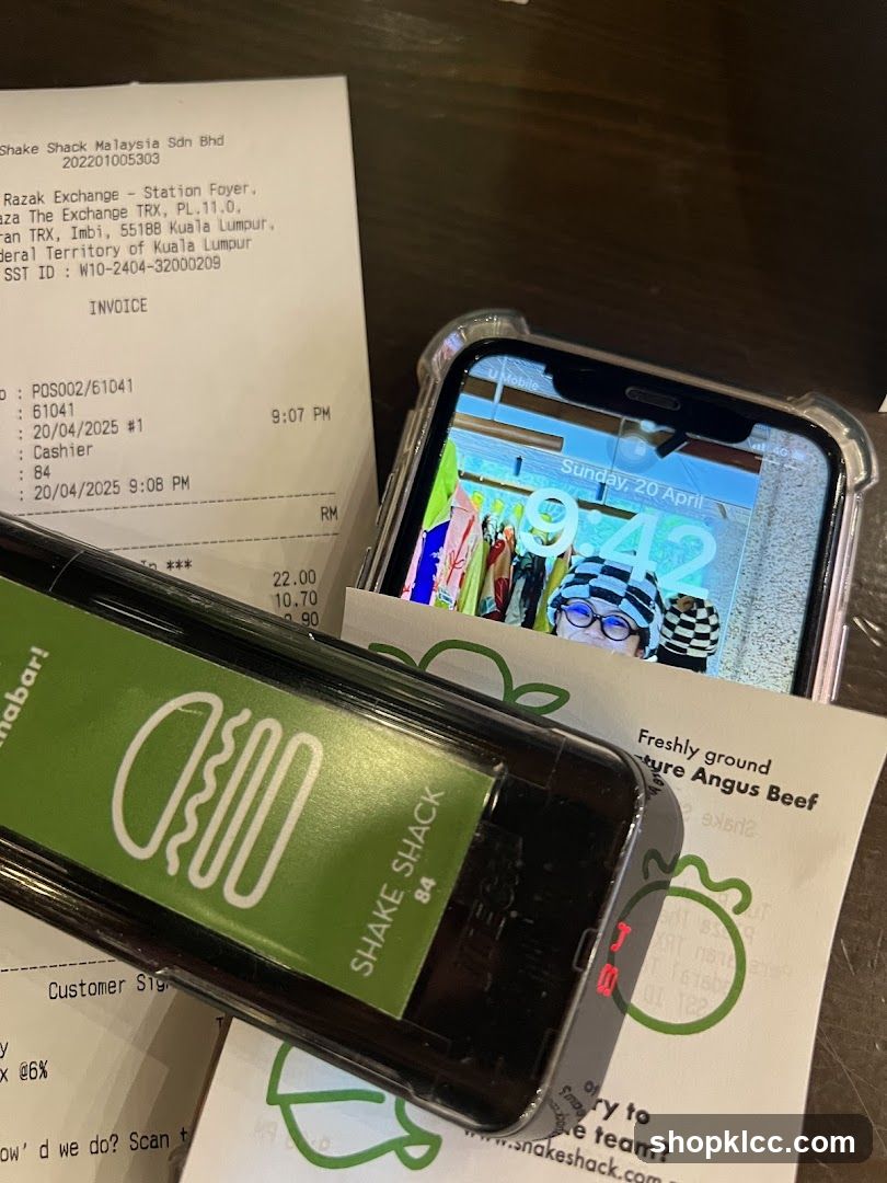 Shake Shack Receipt and Phone