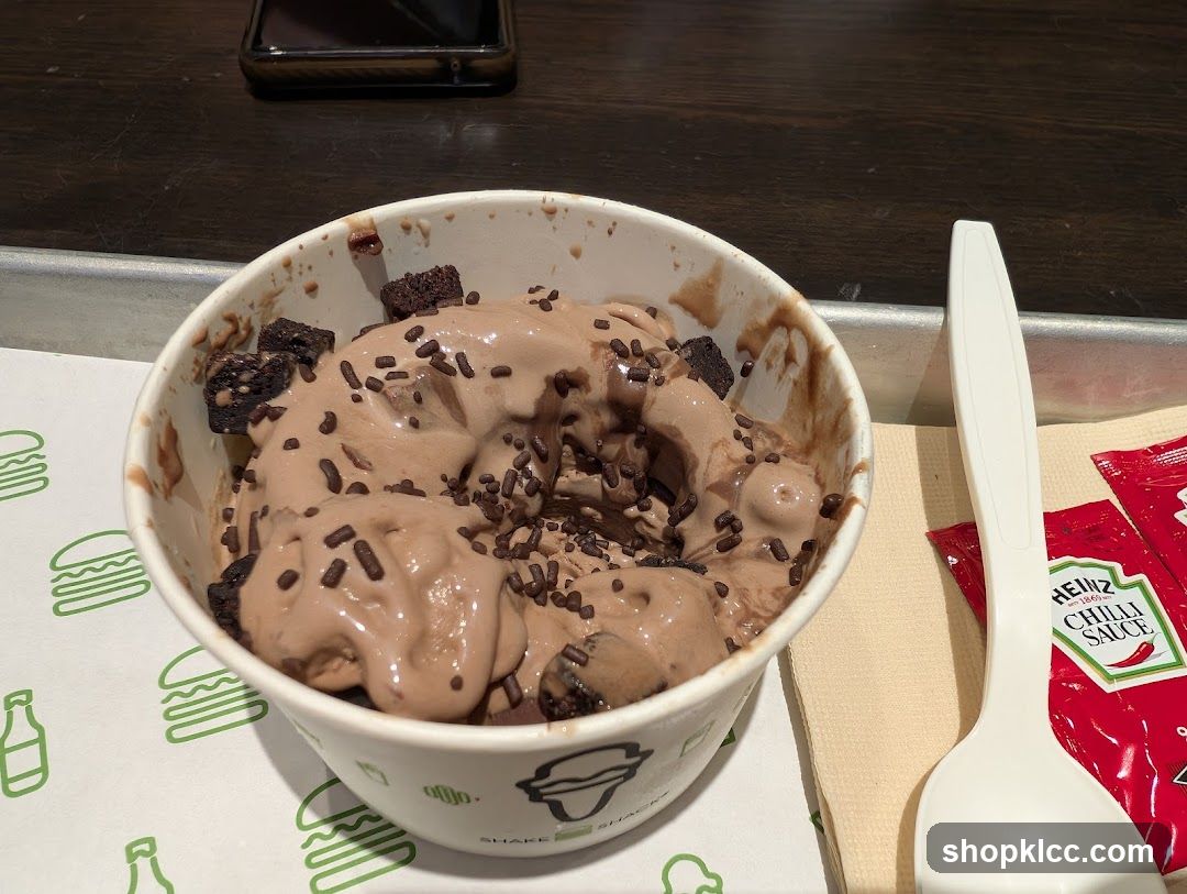 Chocolate ice cream with brownies and sprinkles