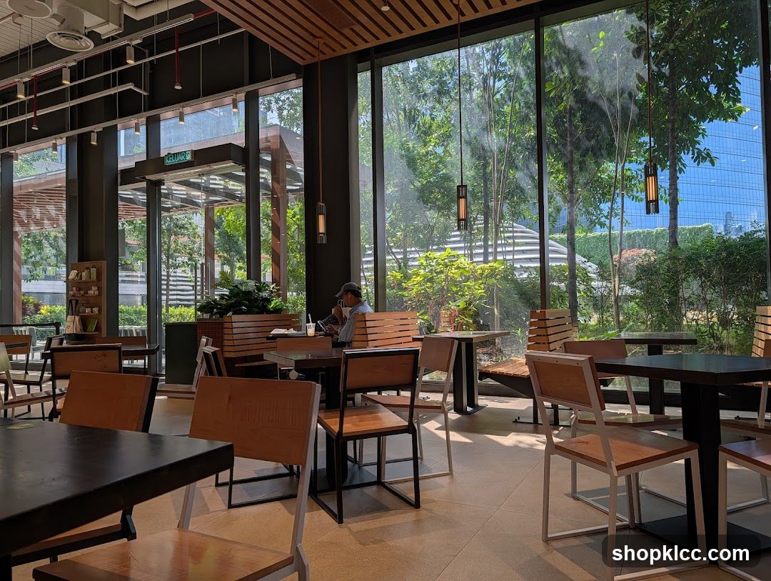 Modern Cafe Interior with Outdoor View