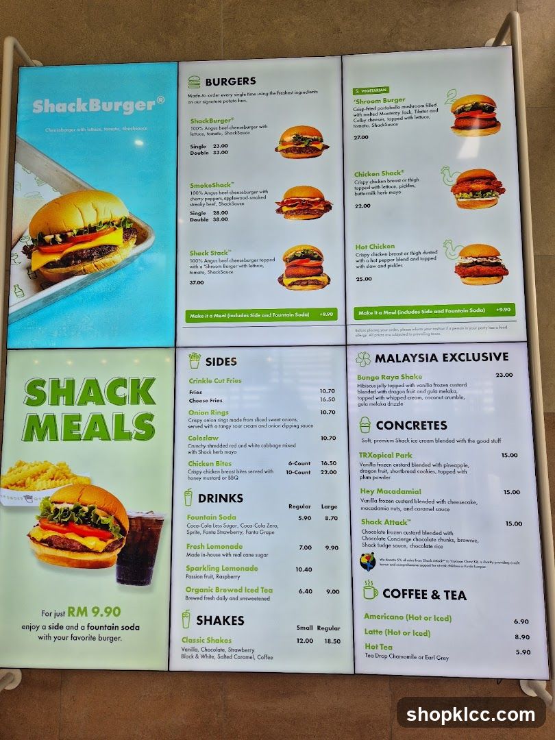 ShackBurger Menu