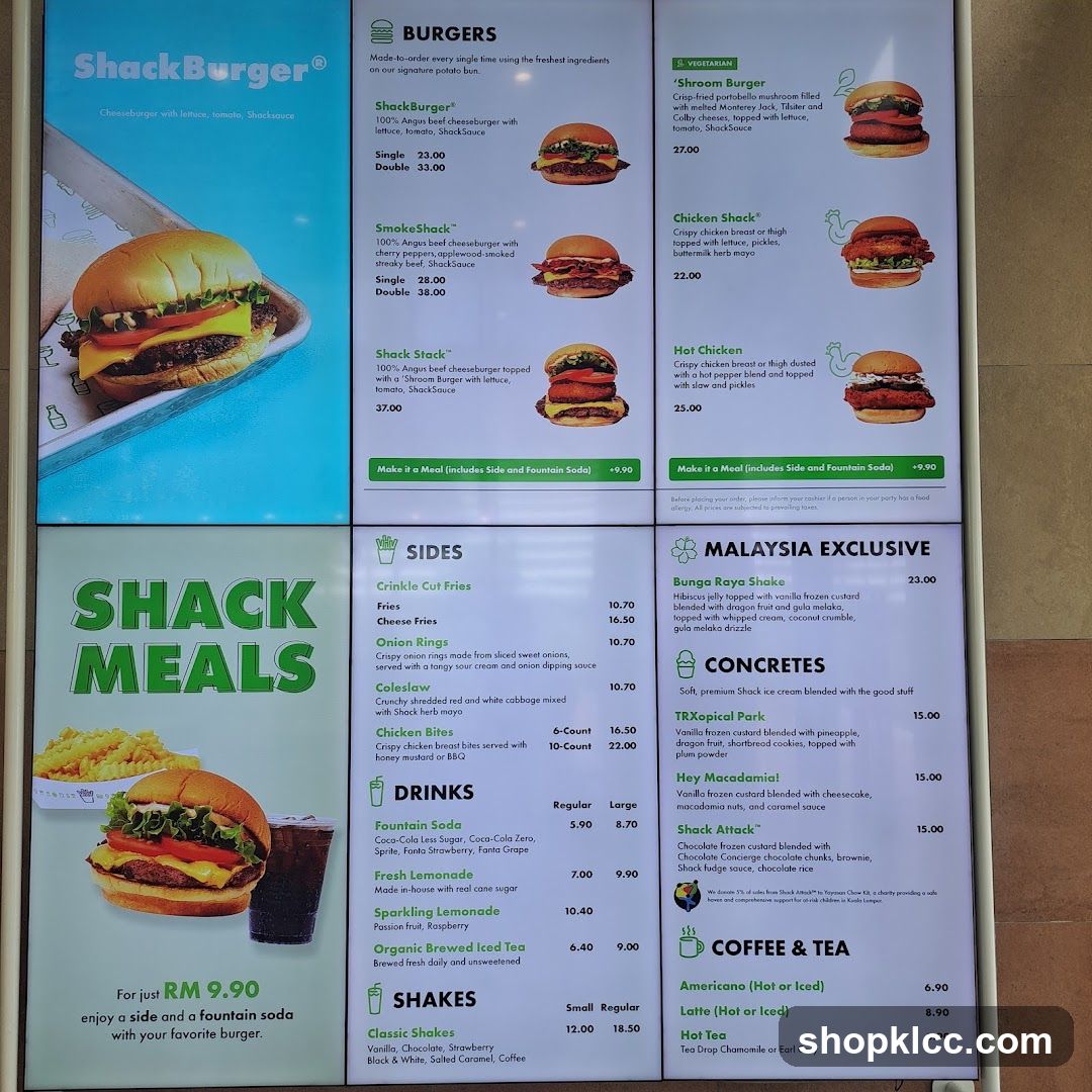 ShackBurger Menu