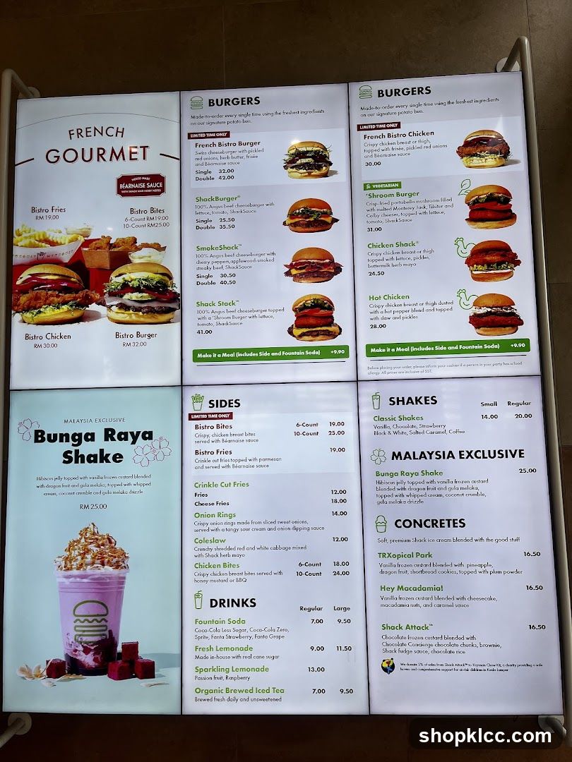 French Gourmet Burgers, Sides, Drinks, Shakes, and Concretes
