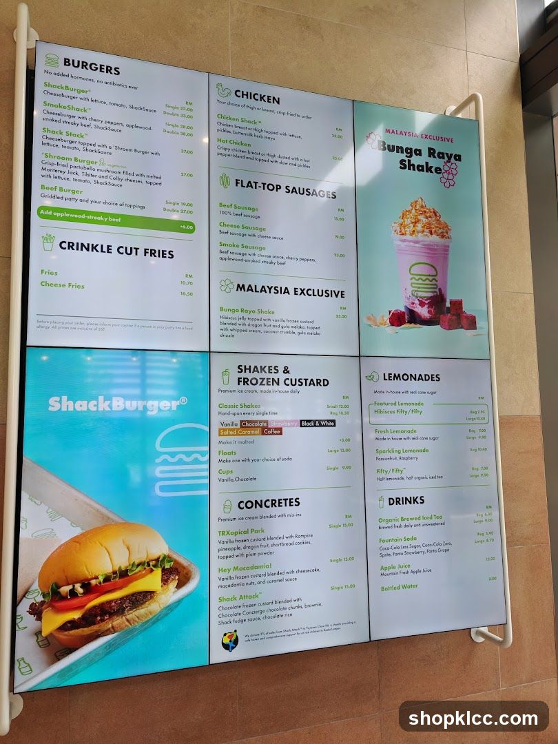 ShackBurger Menu