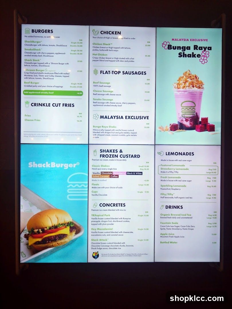ShackBurger Menu