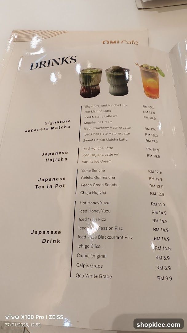 OMI Cafe Drinks Menu