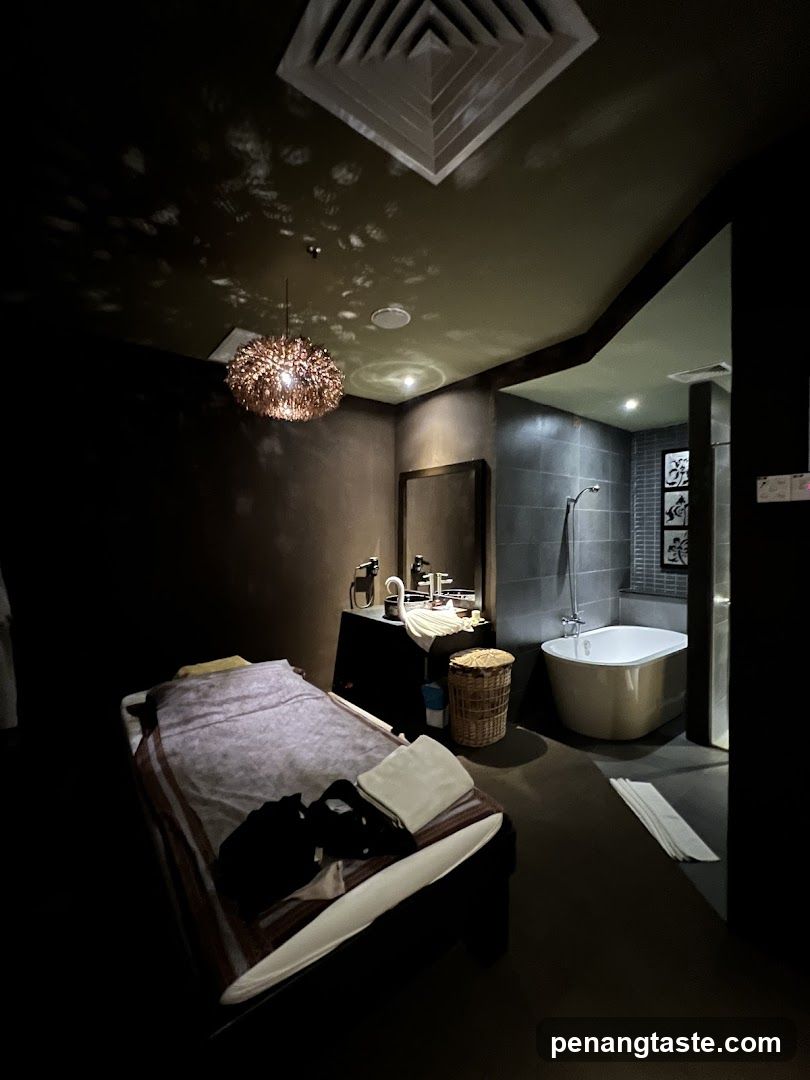 Spa Room with Massage Bed and Bathtub