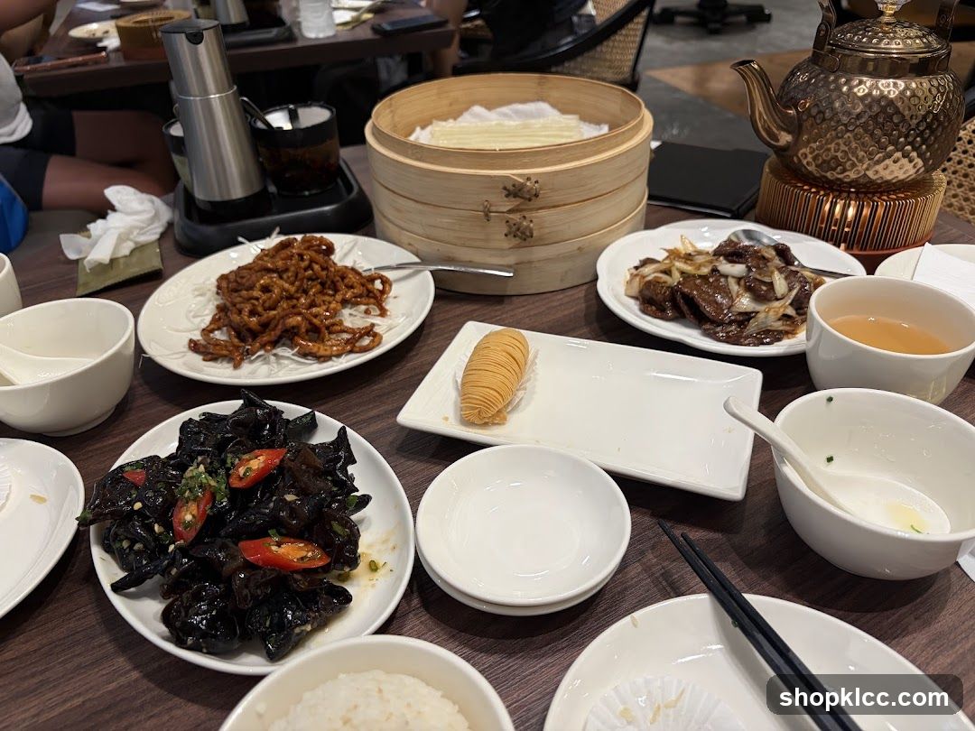 Table with Chinese Food and Tea