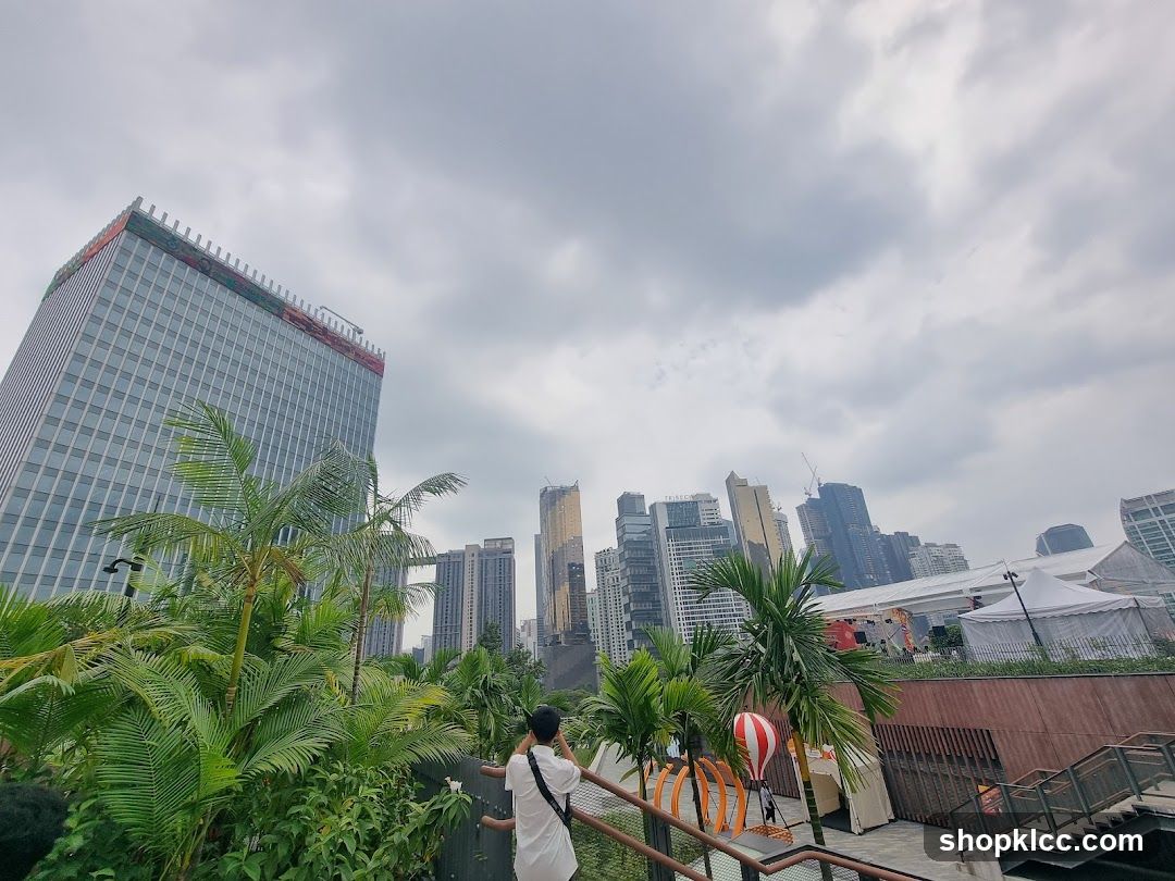 Cityscape with Greenery and Tents