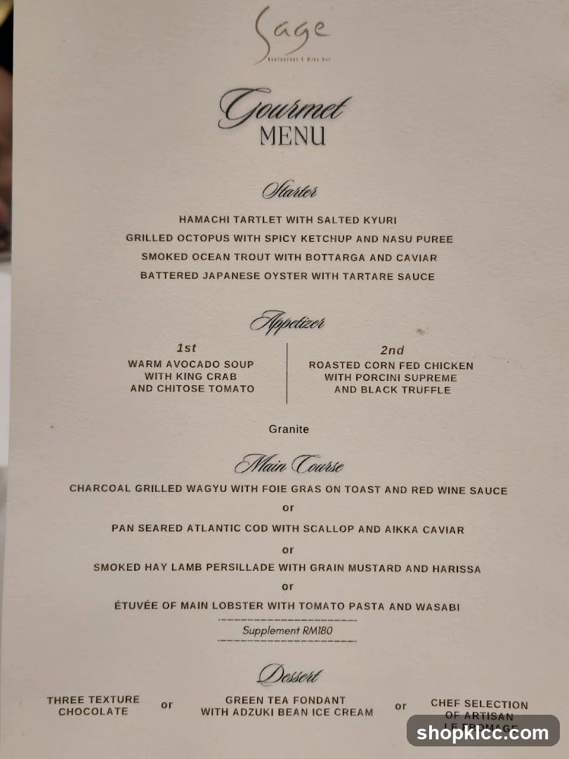 Gourmet Menu