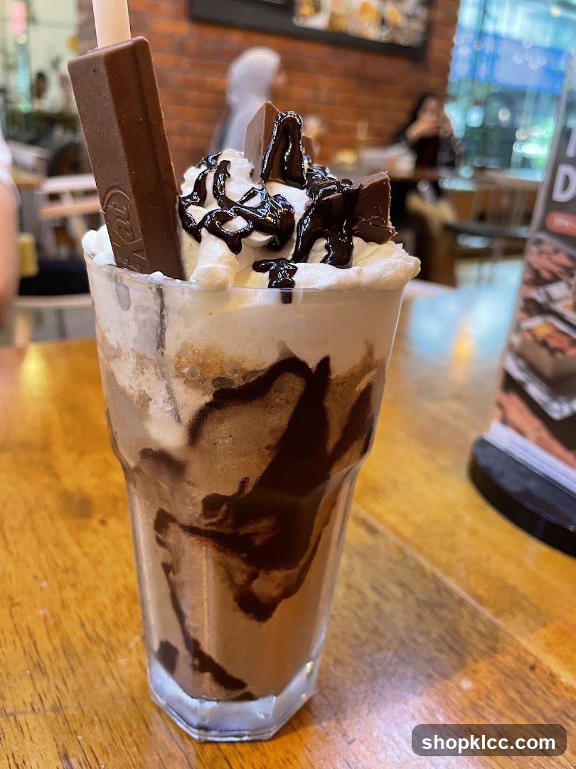 Chocolate milkshake with Kit Kat