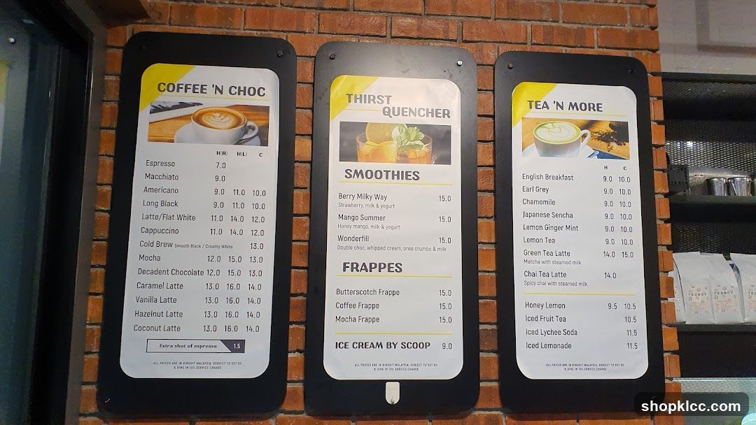 Coffee, Smoothies, Frappes, and Tea Menu
