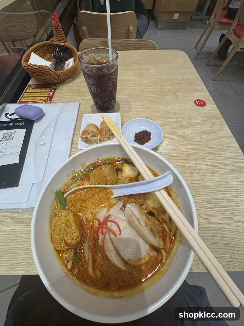 Table Setting with Laksa and Drink