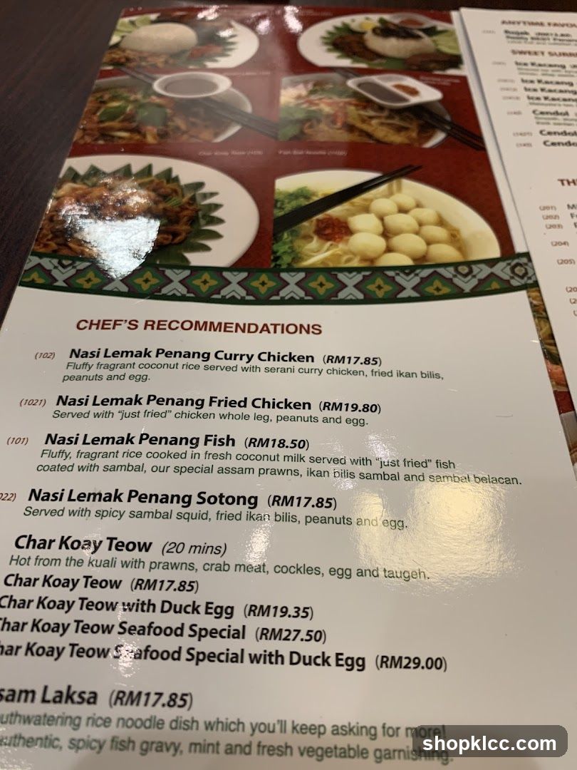 CHEF'S RECOMMENDATIONS