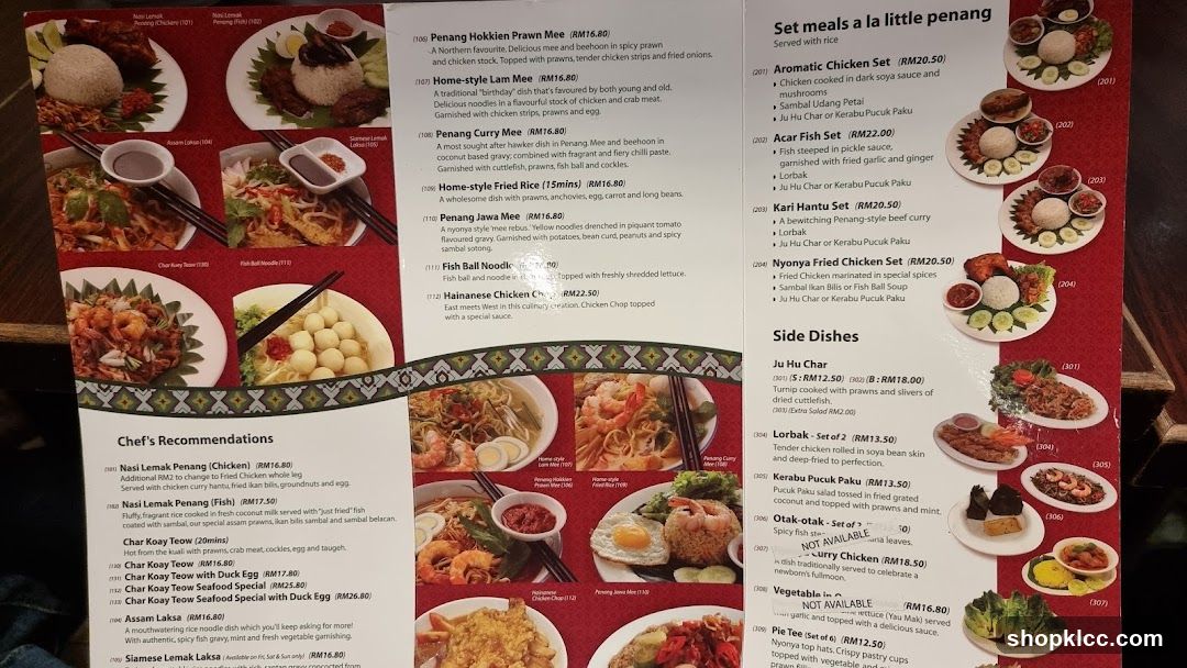 Set meals a la little penang