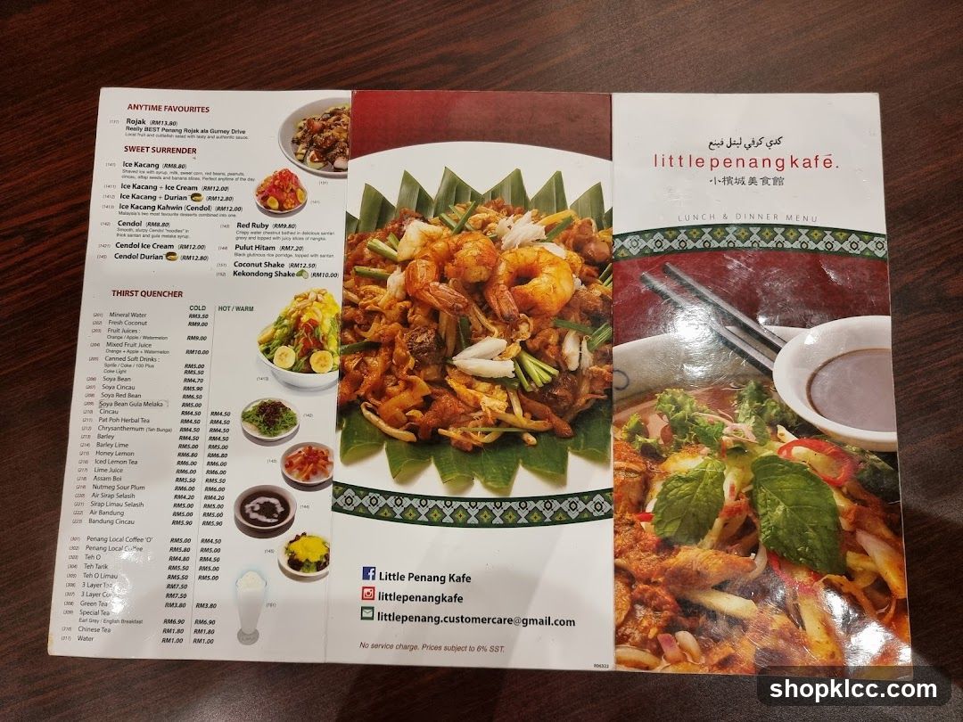 Little Penang Kafe Lunch & Dinner Menu