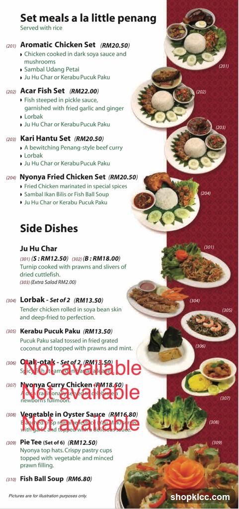 Set meals a la little penang