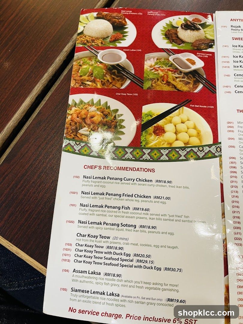 CHEF'S RECOMMENDATIONS
