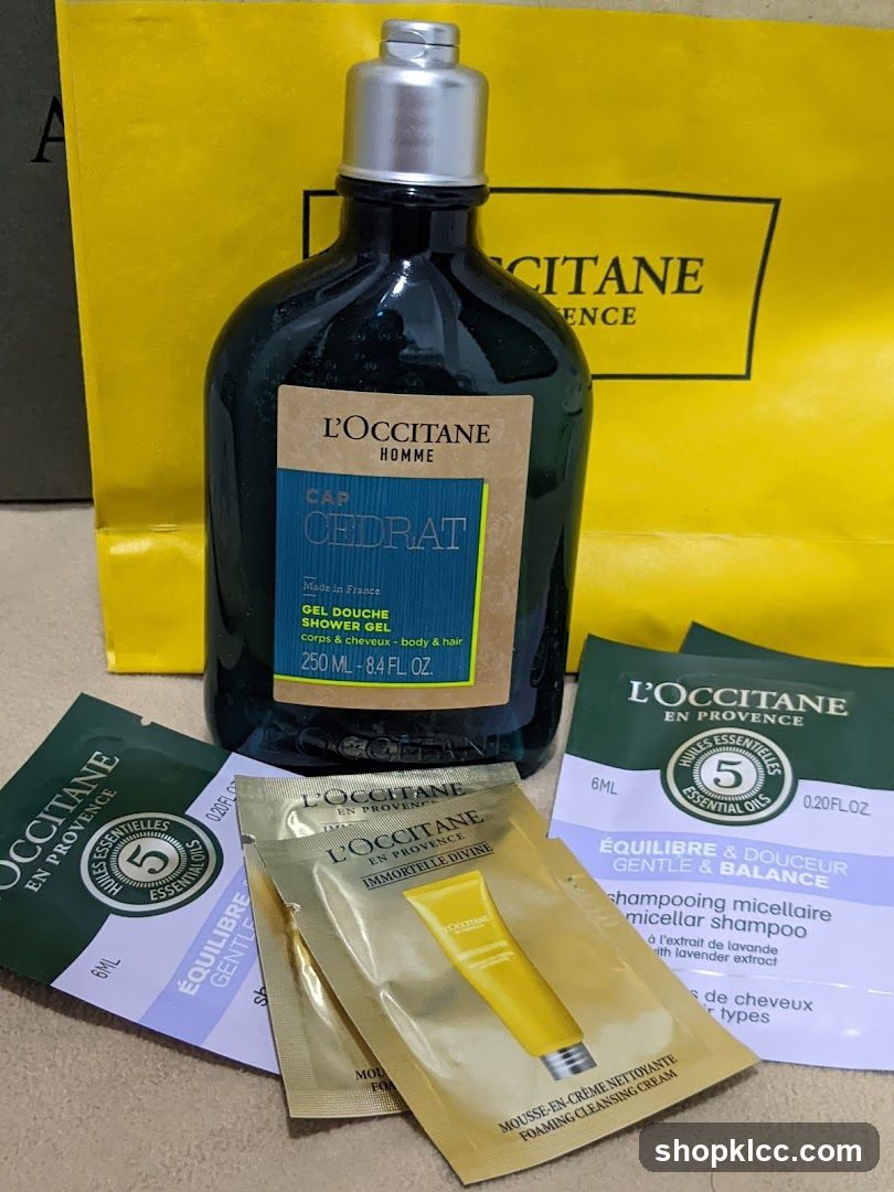 L'Occitane Cap Cedrat Shower Gel and Samples