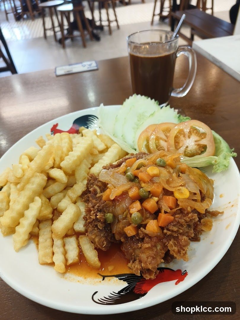 Fried Chicken with Fries and Coffee