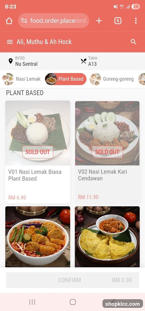 Plant Based Menu