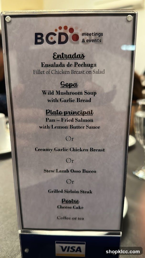 BCD Meetings & Events Menu