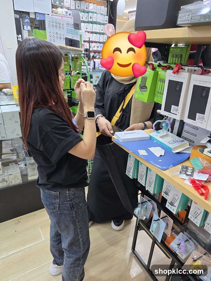 Customers browsing accessories
