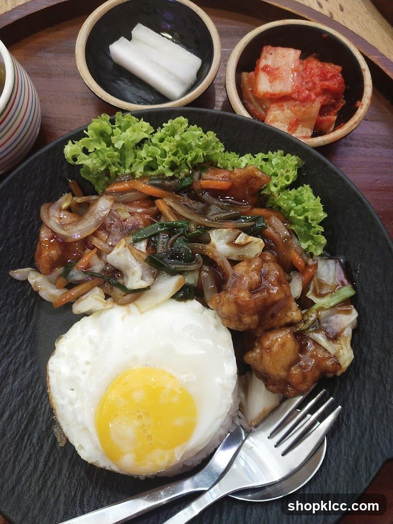 Korean Fried Chicken with Rice and Egg