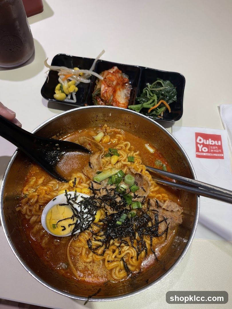 Korean Noodle Soup with Side Dishes