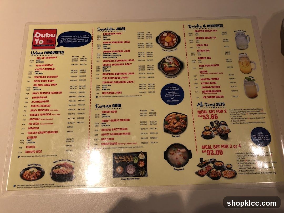 Dubu Yo Menu