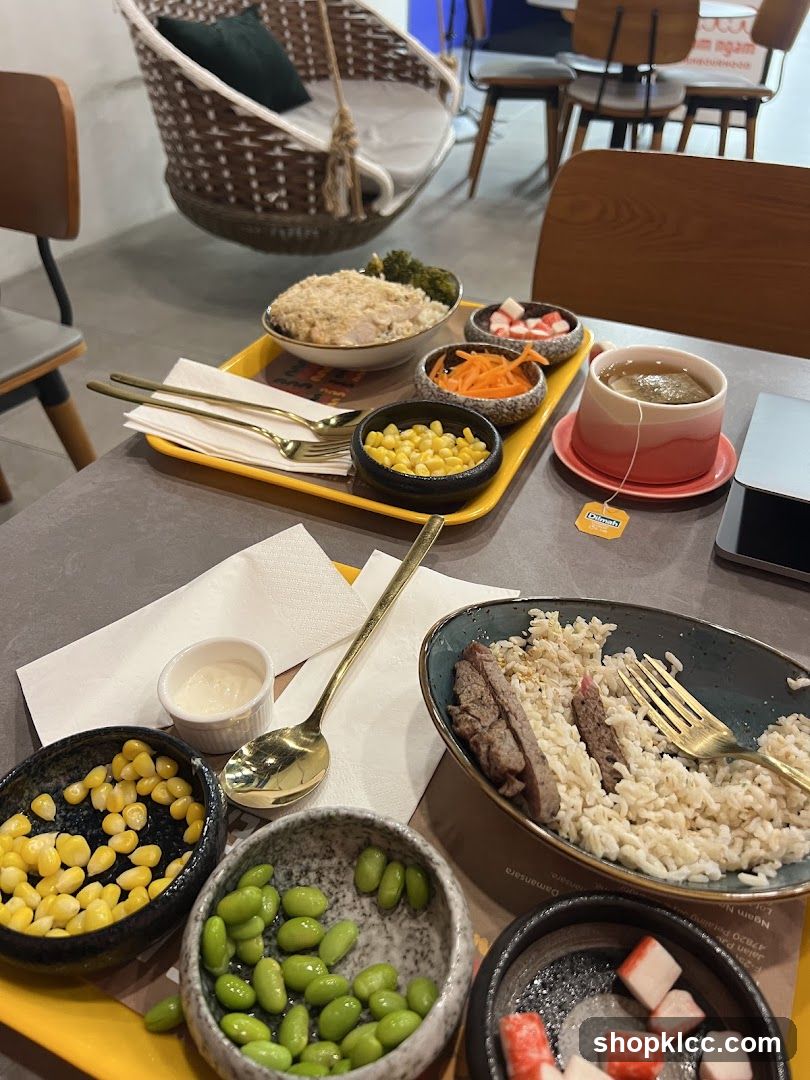 Table with food and drinks