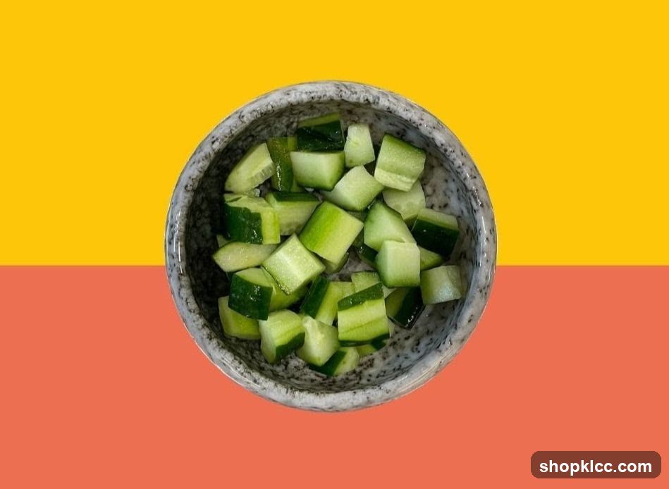 Diced Cucumbers in a Bowl