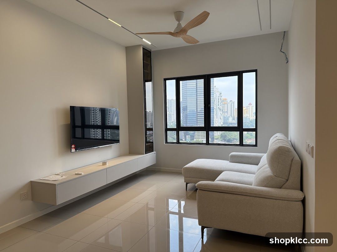 Modern Living Room with City View