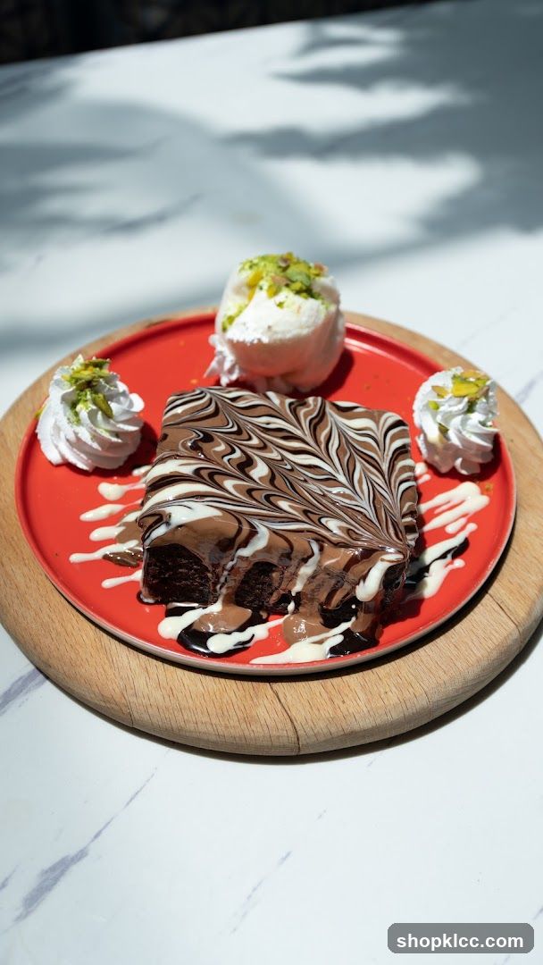 Chocolate Brownie with Ice Cream and Whipped Cream