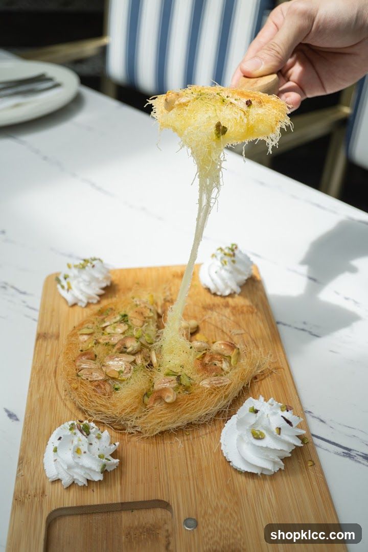 Knafeh with Pistachios and Whipped Cream