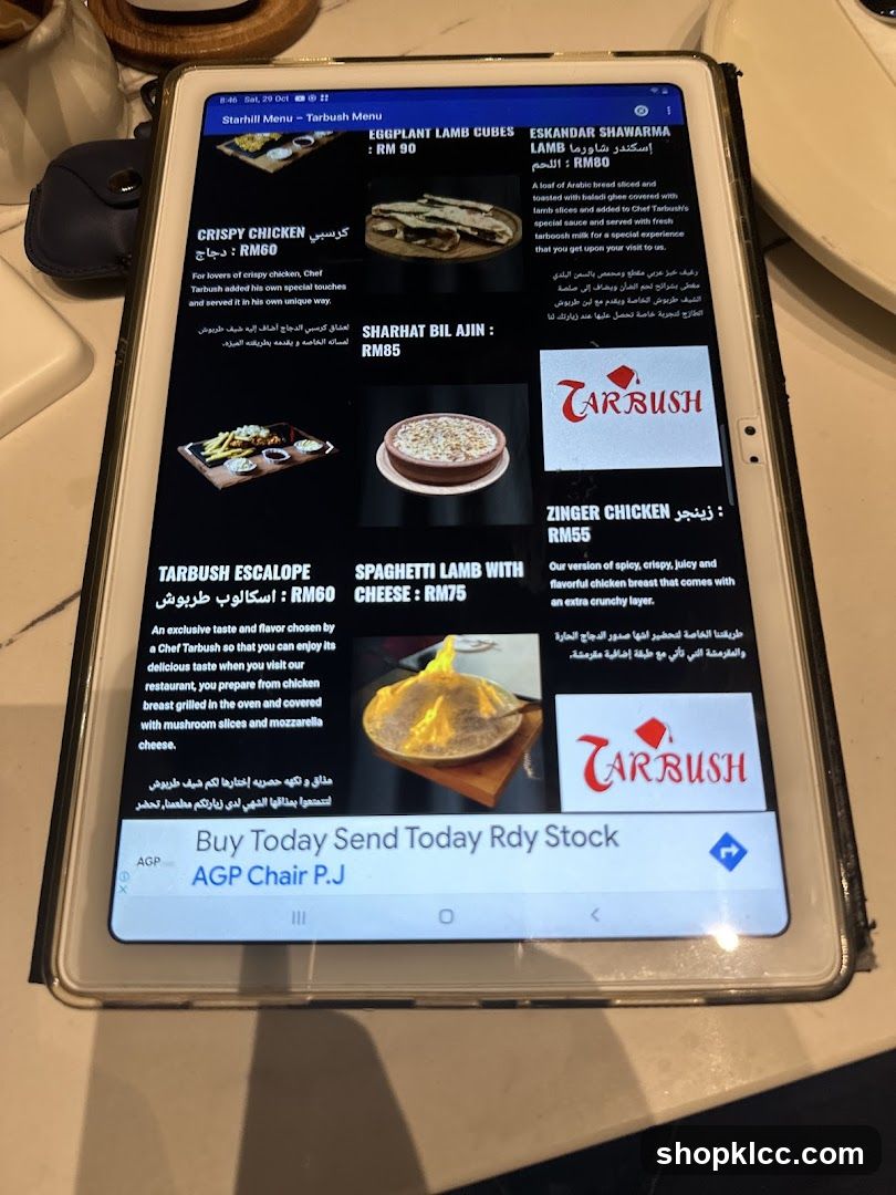 Starhill Menu - Tarbush Menu