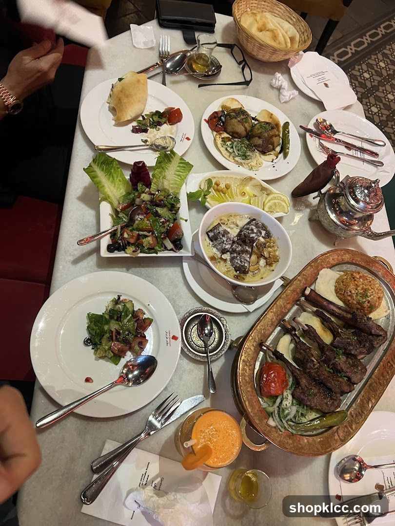 Table with Middle Eastern Food