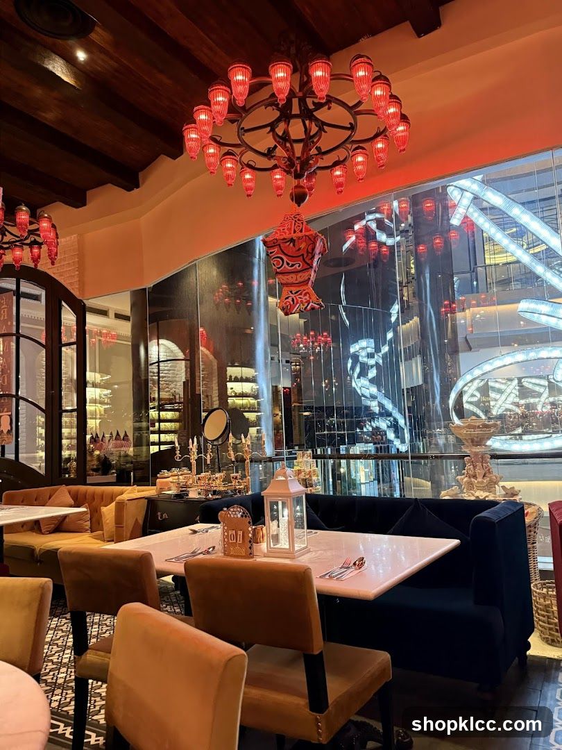 Restaurant Interior with Red Lanterns