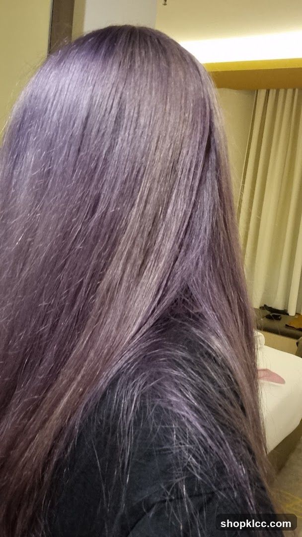 Woman with purple-tinted hair