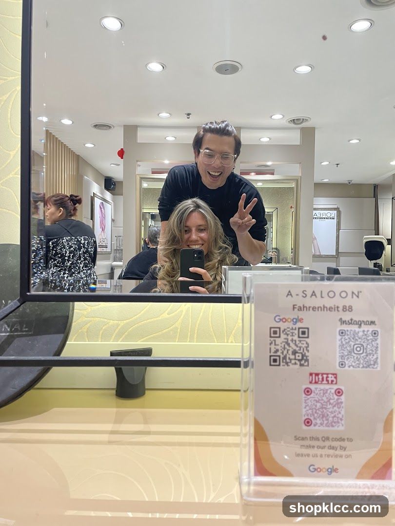 Salon Interior with QR Code Display