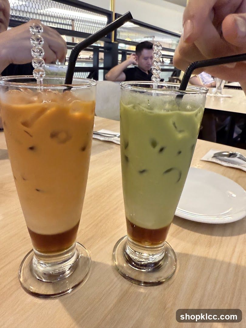 Two Iced Drinks on a Table