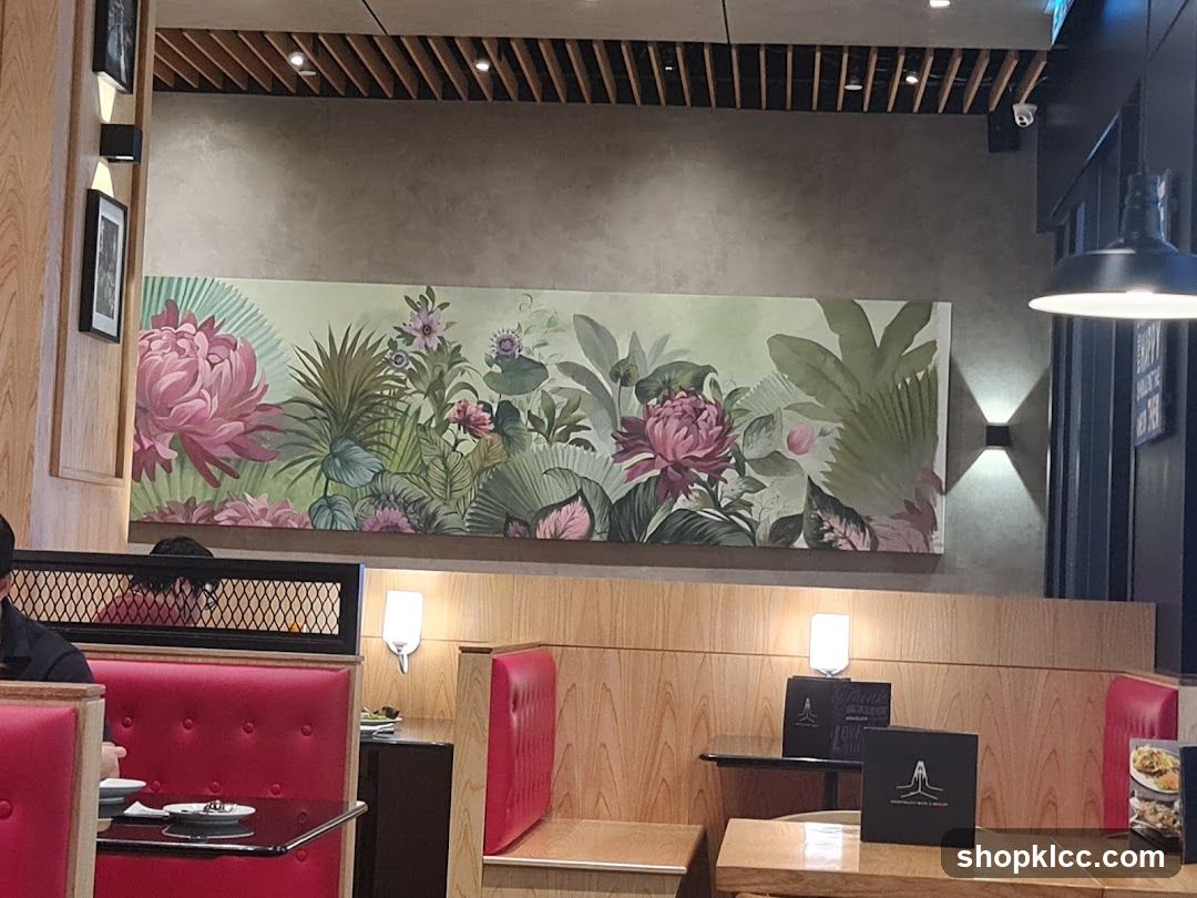Restaurant Interior with Floral Mural